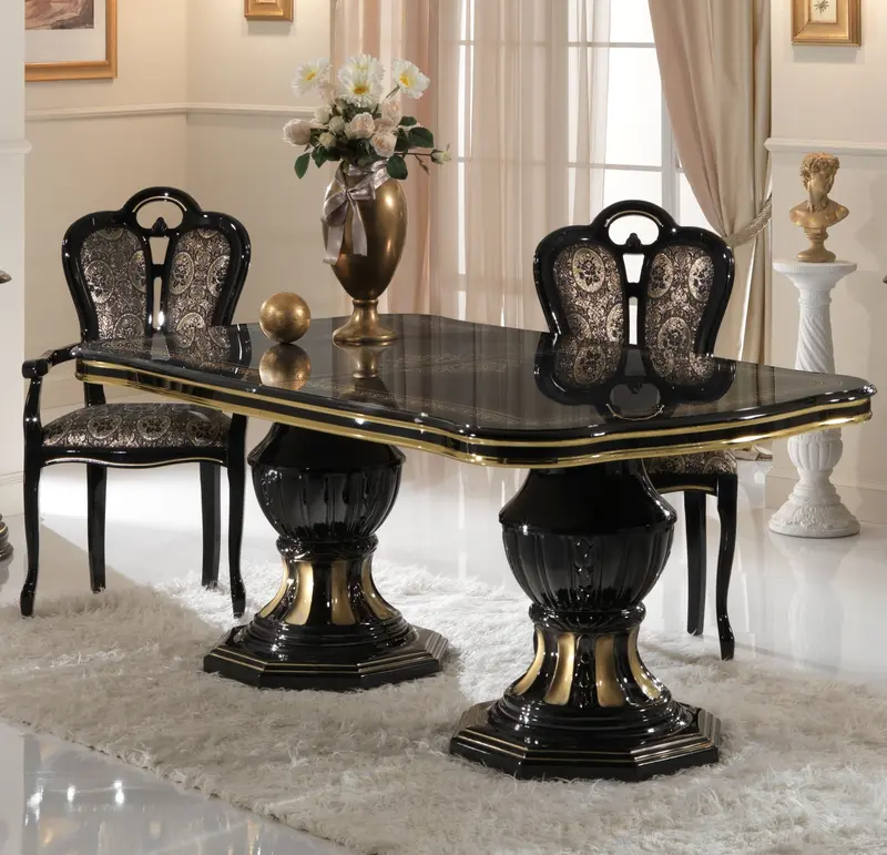 WŁOSKI KLASYCZNY STÓŁ ROZKŁADANY BRIGIDE CZARNY 180 - 230 CM DO SALONU / BC