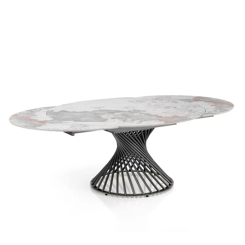 WŁOSKI NOWOCZESNY STÓŁ ROZKŁADANY Z CERAMICZNYM BLATEM CZARNA PODSTAWA 120 (180) / 5804 / TM