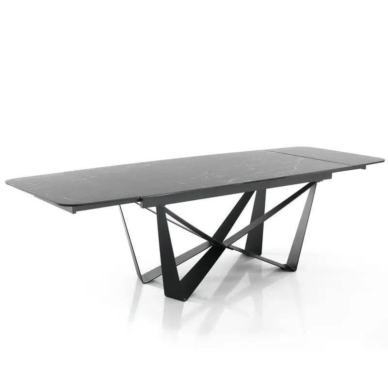 WŁOSKI STÓŁ ROZKŁADANY gram OPTYKA MARMUR CZARNY 160 (200-240) CM / 3876 / TM