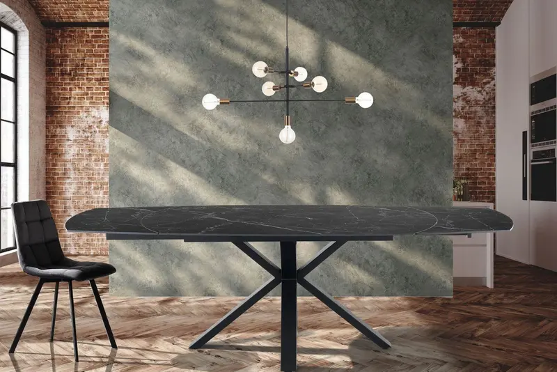WŁOSKI STÓŁ ROZKŁADANY Z0E 2 CERAMICZNY BLAT OPTYKA CZARNY MARMUR 140 (210) CM / 5087 TM