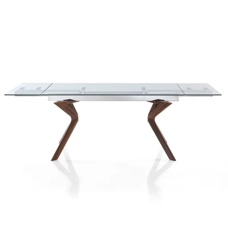WŁOSKI STÓŁ ROZKŁADANY ZE SZKLANYM BLATEM BRAN 160 (200-240) CM / 5857 / TM