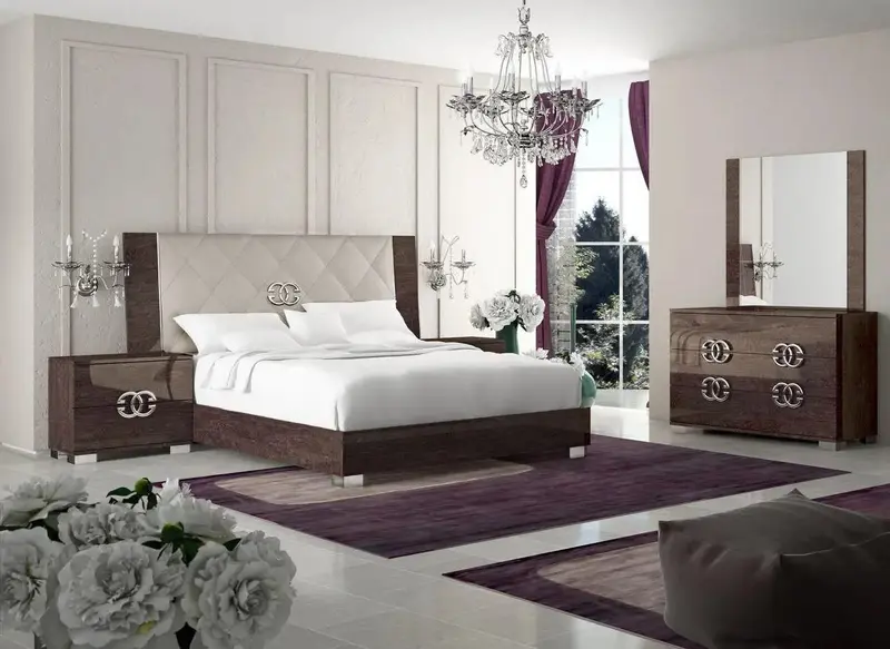 WŁOSKIE ŁÓŻKO PRESTIGE UMBER BIRCH ZAGŁOWIE TAPICEROWANE 198 / STATUS ITALY