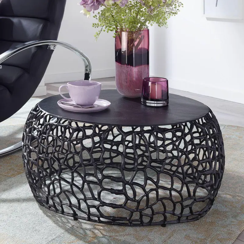 WOHNLING Stolik kawowy metalowy czarny Ø 66 cm / WL6.695