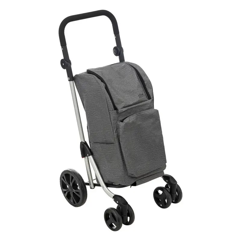 Wózek na zakupy na stabilnych kółkach, szary, 46 l