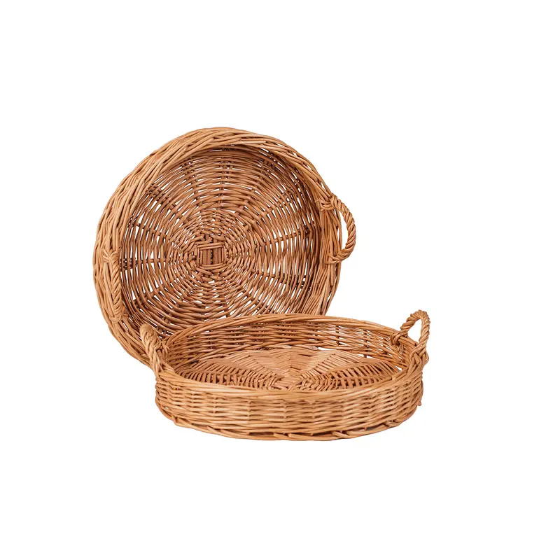 Zafir round wicker tray, display basket, pastry basket, set of 2 TheWickerStories