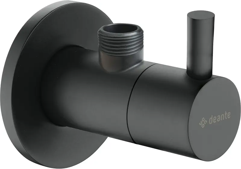 Zawór kątowy z głowicą ceramiczną 1/2" - 3/8" - okrągły Czarny Mat