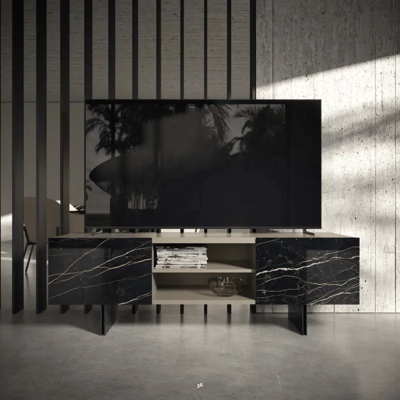 ZENITH WŁOSKA SZAFKA RTV 179 CM CZARNA / CAMELGROUP