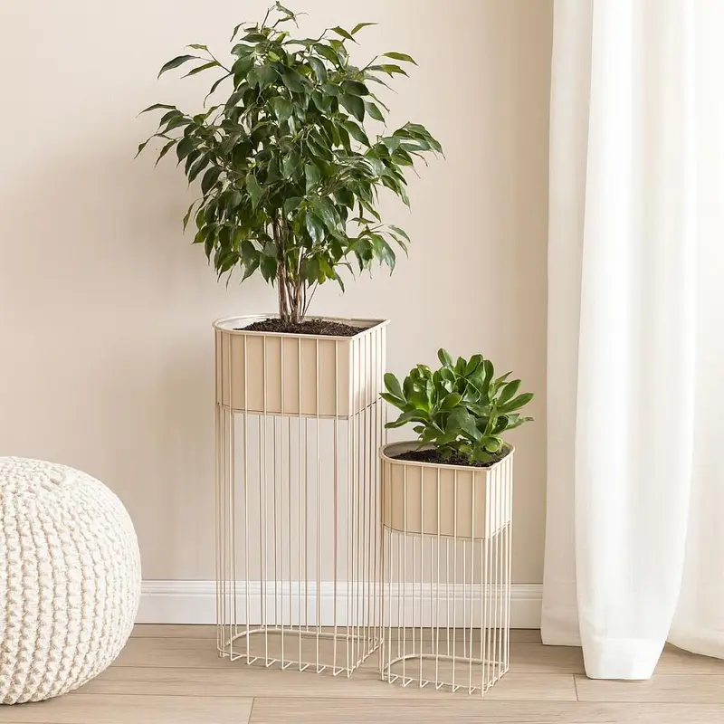 Zestaw 2 metalowych kwietników stojących SOFT FORM