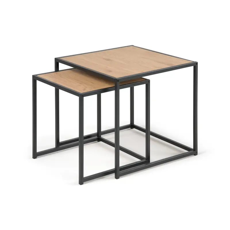 Zestaw 2 stolików kawowych 50x45 wsuwanych w stylu loftowym | Skeleto
