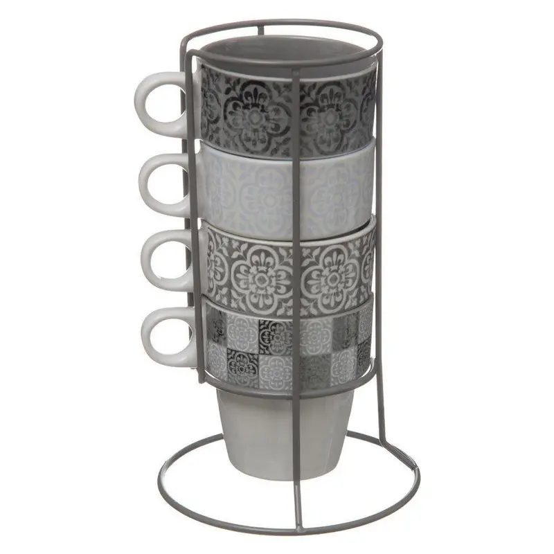 Zestaw 4 kubków ISALYNE na metalowym stojaku, 200 ml