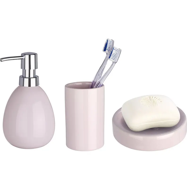 Zestaw akcesoriów łazienkowych POLARIS PASTEL PINK, WENKO