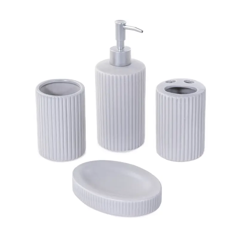 Zestaw ceramicznych akcesoriów łazienkowych, 4 elementy