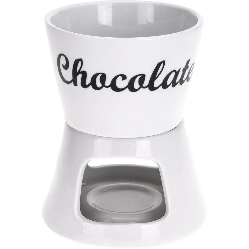 Zestaw do fondue, ceramiczny zestaw do podgrzewania czekolady w komplecie z widelczykami