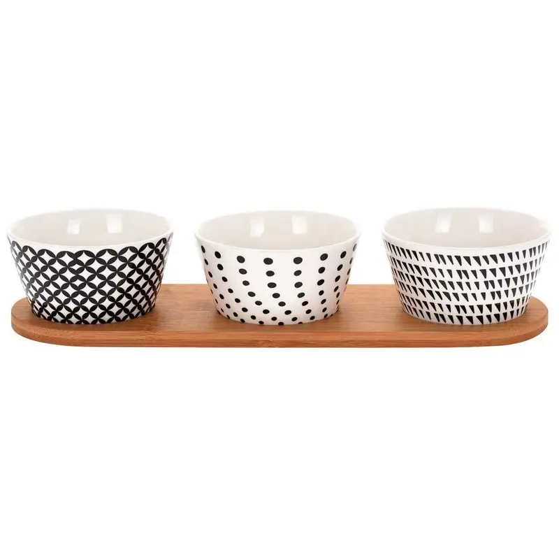 Zestaw do przekąsek, dressingów i przystawek - 3 porcelanowe miseczki