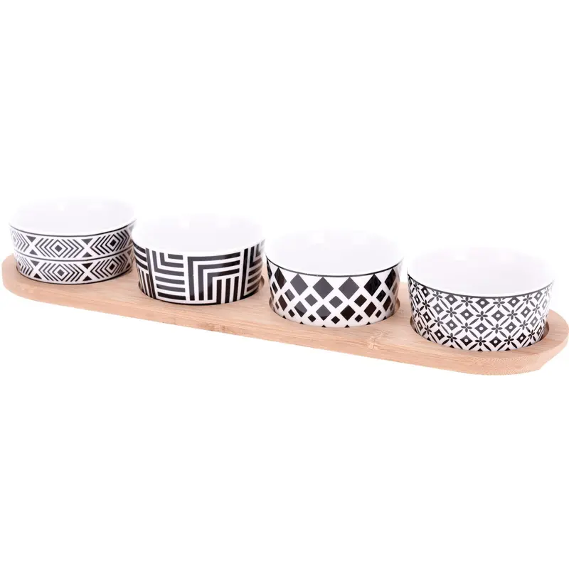 Zestaw do serwowania przekąsek, 4 miseczki, porcelana