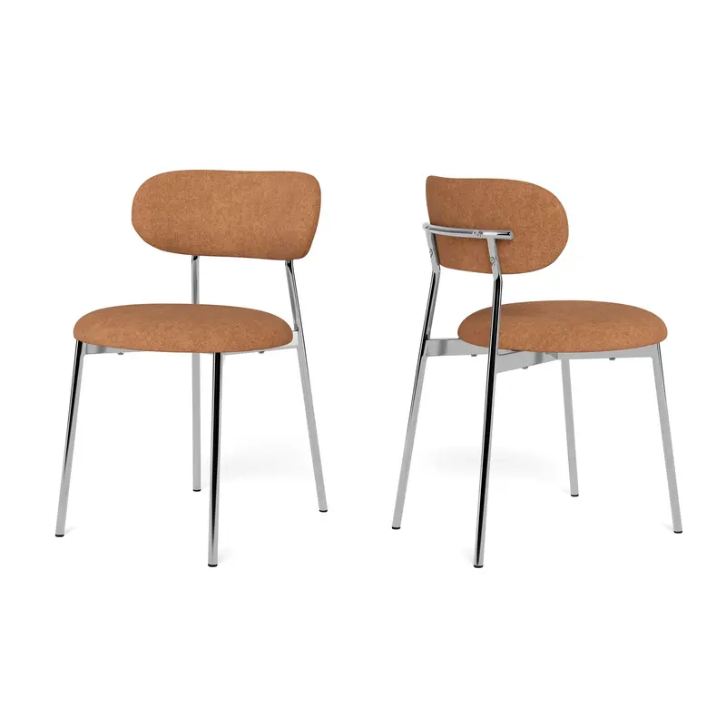 Zestaw dwóch krzeseł na chromowanych nogach w stylu modern retro | Dotto