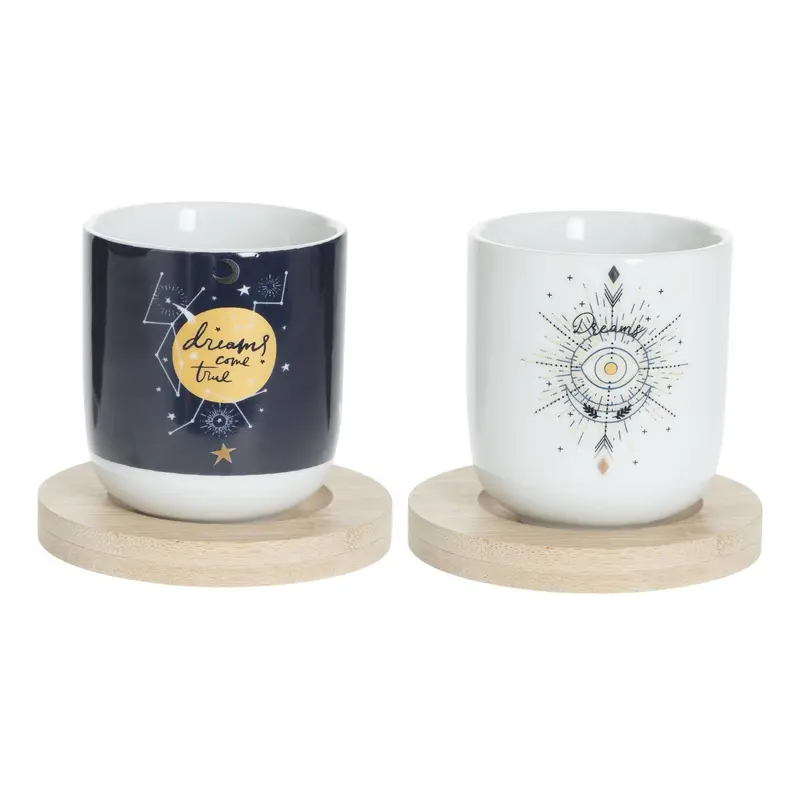 Zestaw kubków porcelanowych z podstawką REVES, 4 sztuki, 100 ml