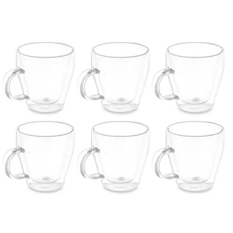 Zestaw kubków z podwójnym dnem i ściankami, 6 sztuk, 270 ml