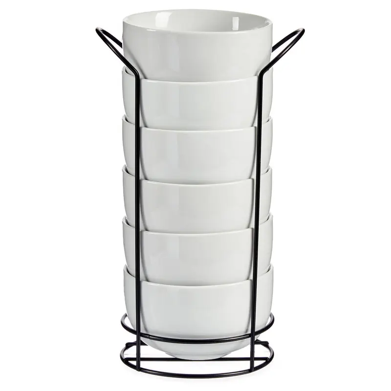 Zestaw misek do zupy na metalowym stojaku, 800 ml