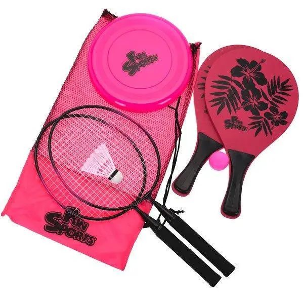 Zestaw plażowy do gry w badmintona + frisbee, 3 w 1
