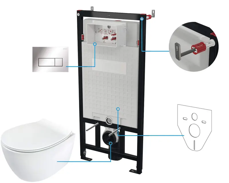 Zestaw WC podtynkowy 6 w 1 Silia Chrom