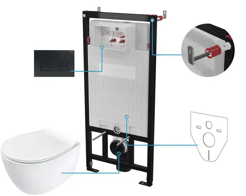 Zestaw WC podtynkowy 6 w 1 Silia Czarny Mat