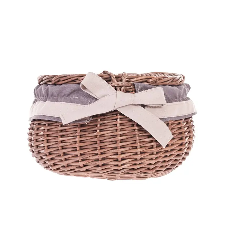 Zethina wicker storage basket, decorative container with lid and trim TheWickerStories
