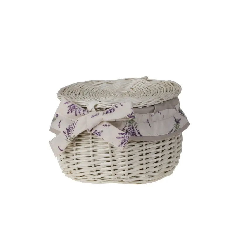 Zethina wicker storage basket, decorative container with lid and trim TheWickerStories