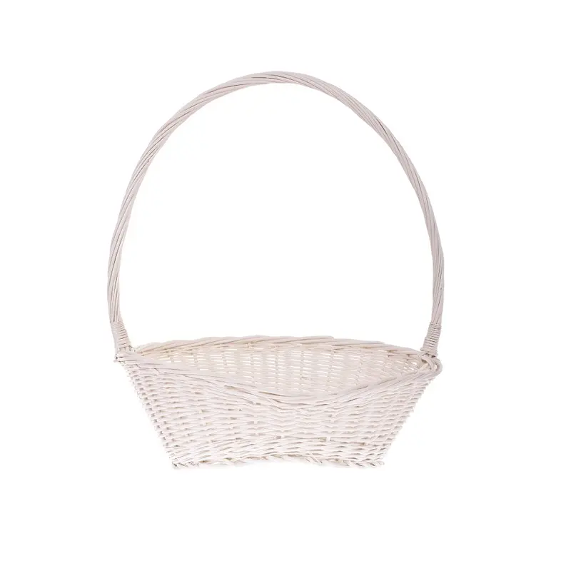 Zisoria wicker gift basket for flowers and sweets with a tall handle TheWickerStories