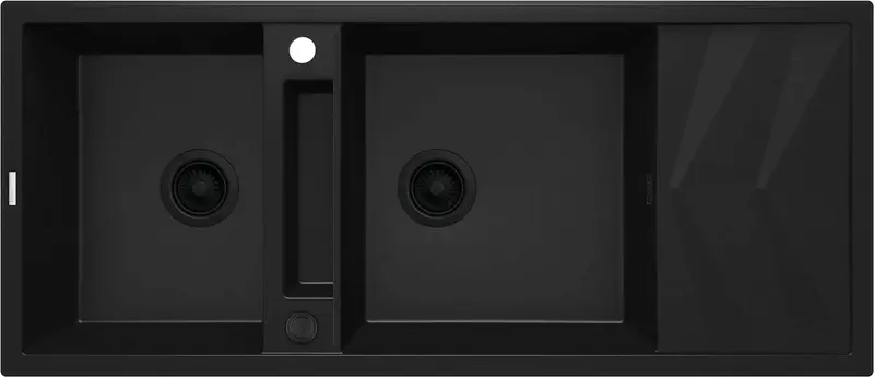 Zlewozmywak granitowy magnetyczny 2-komorowy z ociekaczem Magnetic Czarny Mat