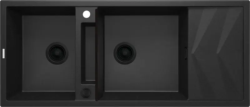 Zlewozmywak granitowy magnetyczny 2-komorowy z ociekaczem Magnetic Grafit Metalik