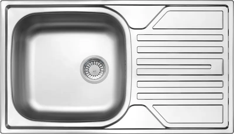 Zlewozmywak stalowy 1-komorowy z ociekaczem - odpływ 3.5" Legato Stalowy Satynowy