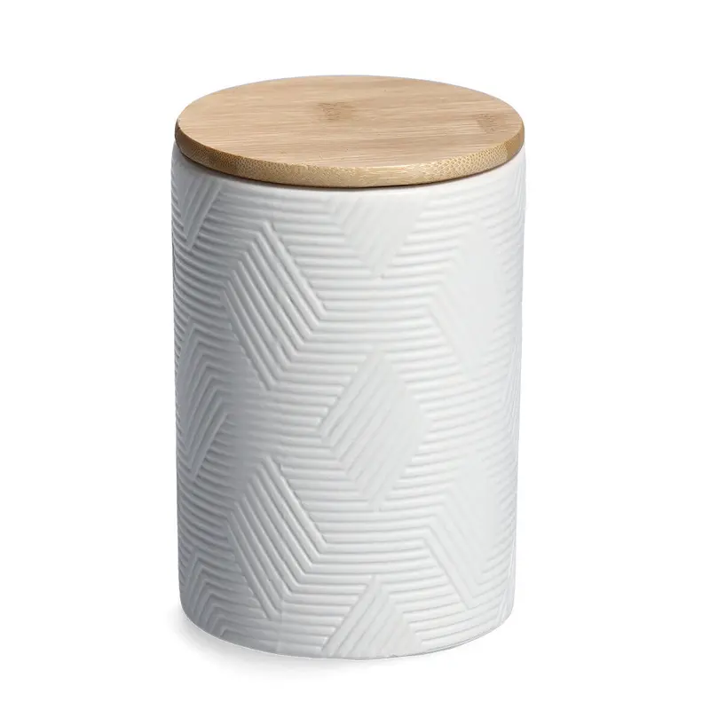Żłobiony, ceramiczny słoik z wieczkiem, na produkty sypkie, 770 ml