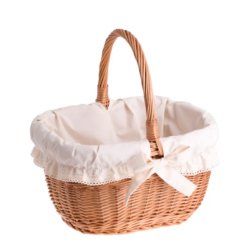 Zoneria wicker shopping basket for groceries, mushroom and picnic basket, decorative gift basket with trim TheWickerStories